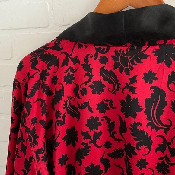 Vintage Y2K Robe Satiny Paisley Red Black Dark Romantic Fairy S Oversized - Picture 15 of 15